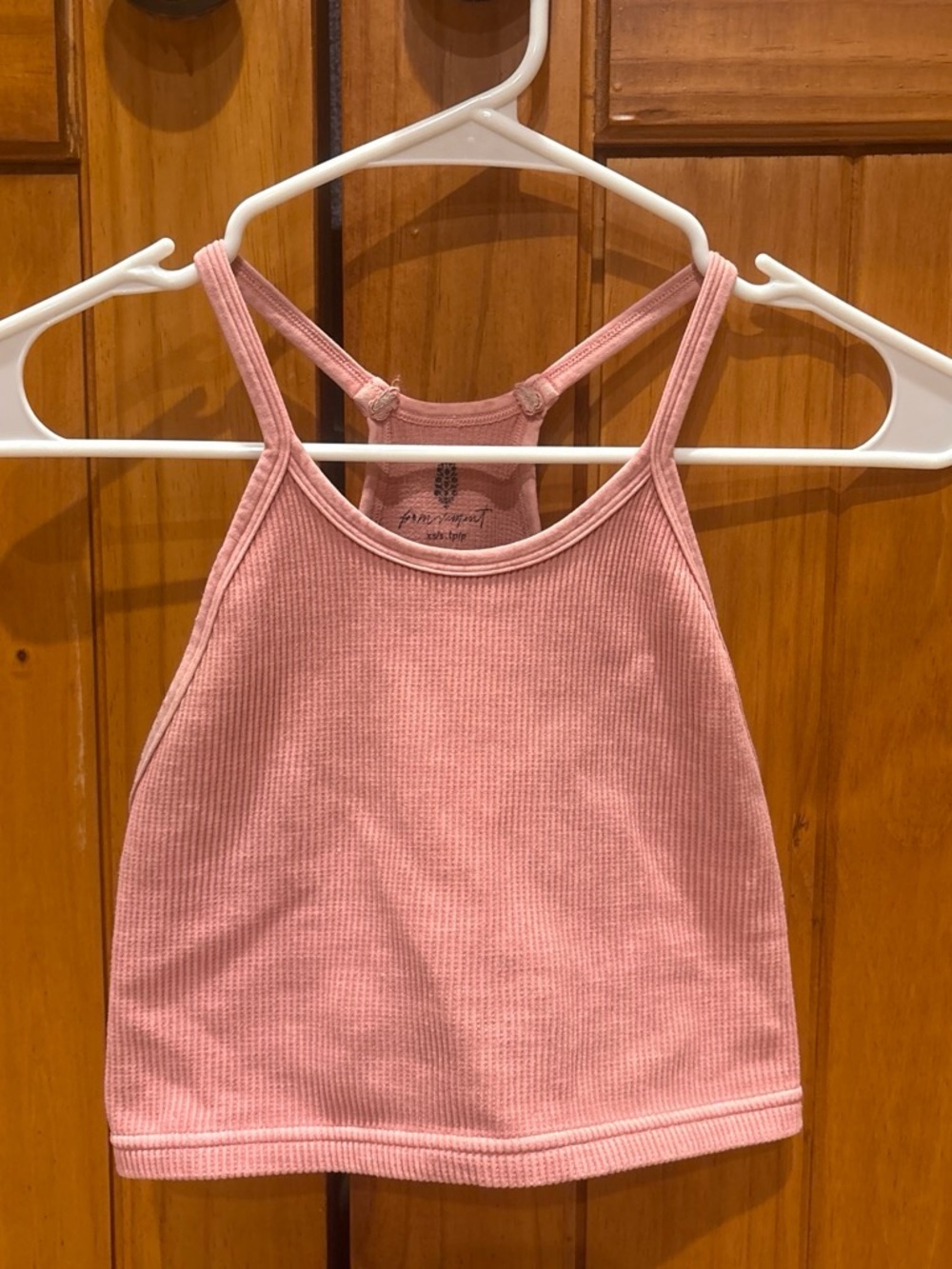 Free People Blush Pink Ribbed Cropped Cami